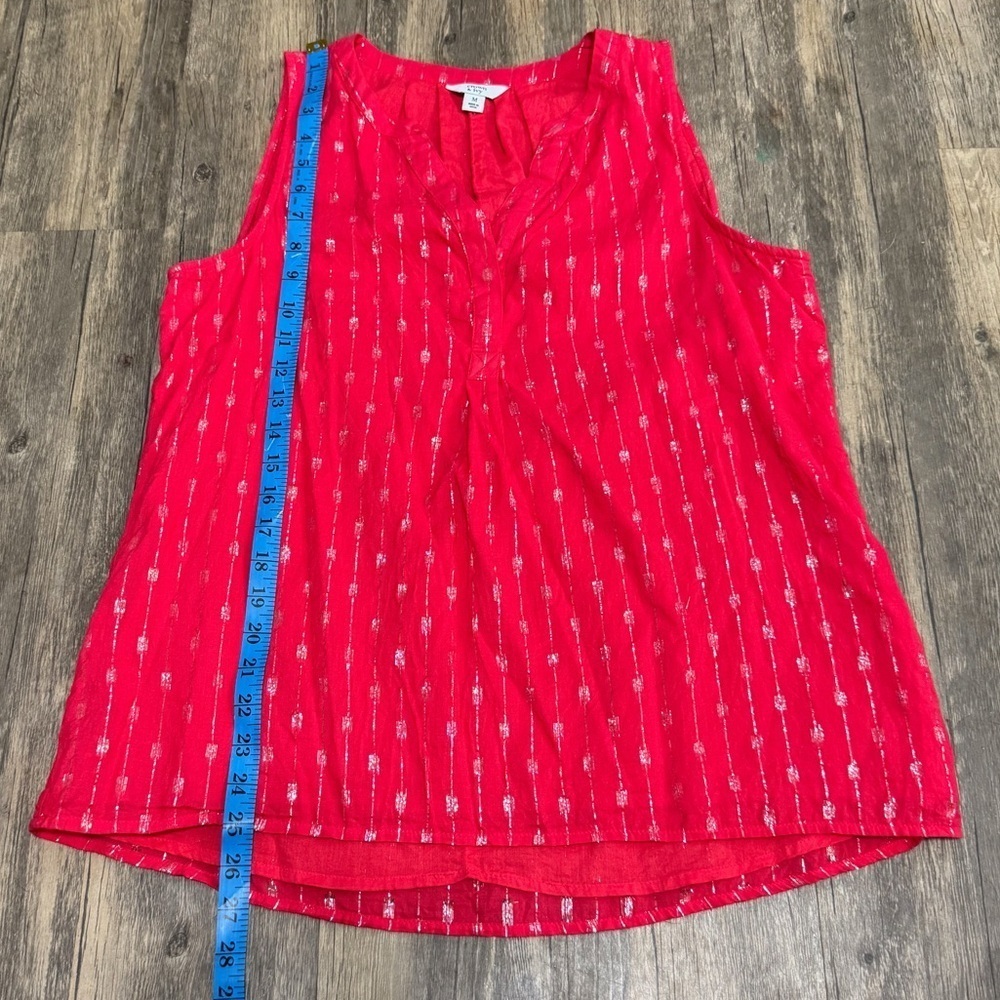Crown & Ivy Silver & Red Cotton Rayon Metallic Sleeveless Women's Top Size M - Picture 14 of 14